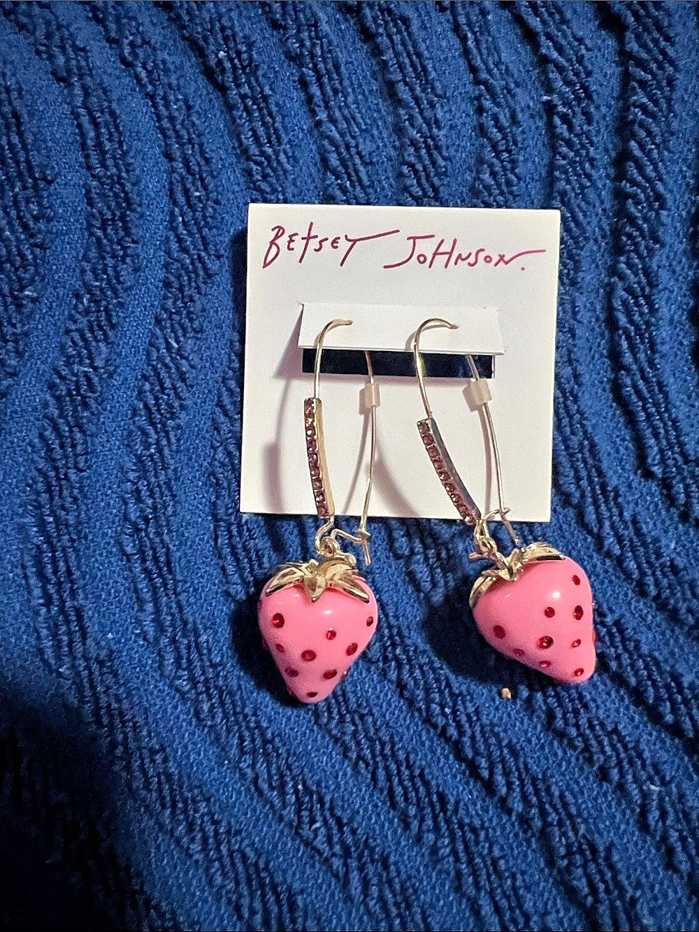 Betsey Johnson Pink Strawberry Dangle earrings